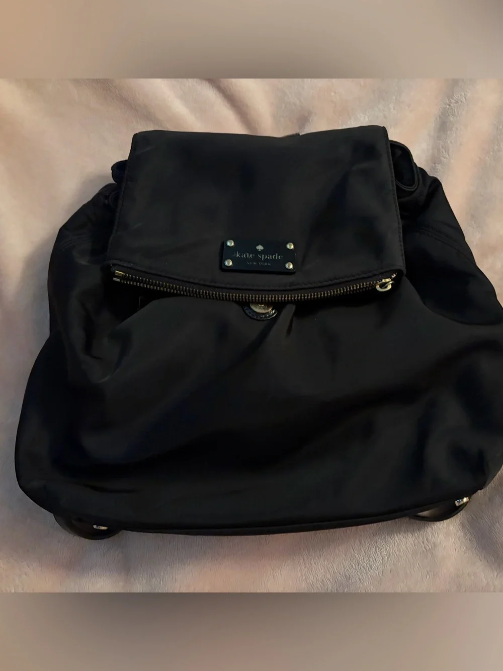 kate spade black nylon backpack with gold-tone hardware